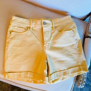 Pretty White House Black Market Yellow 5" Cuffed Shorts Size 2